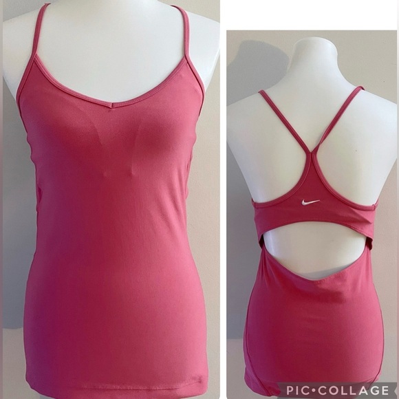 Y2K Nike Fit Dry Pink Racerback Tank Top Activewear Athleisure Running Pilates - Picture 1 of 4